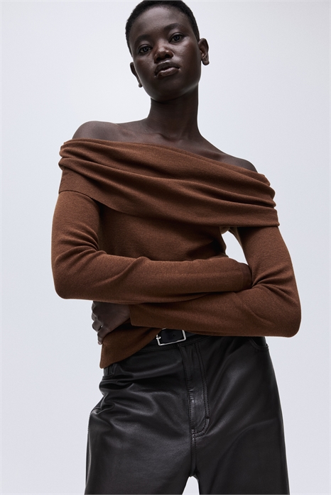 Джемпер с отворотом на плечо 1303065003 - Фото 13924555