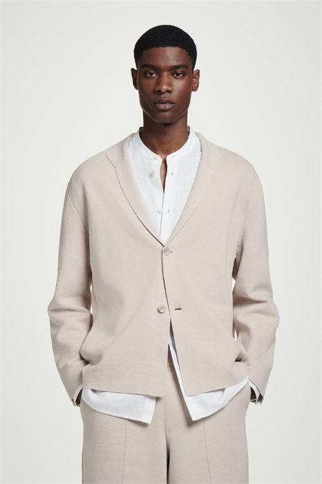 Однобортный блейзер из трикотажного льна 1273329001 - Фото 13926591