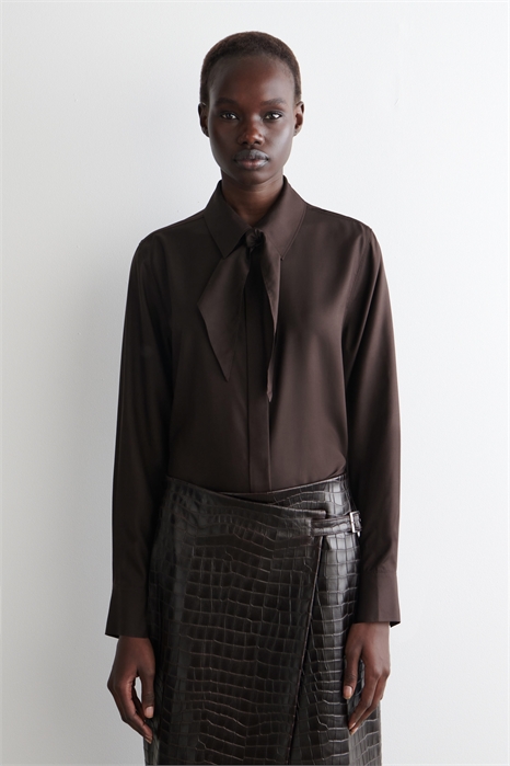 Шелковая рубашка с шарфом 1294799004 - Фото 13930914