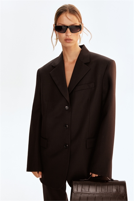 Пиджак оверсайз из шерстяного бленда 1301302001 - Фото 13935454