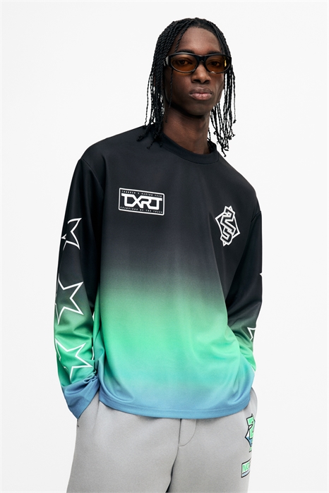 Свободный крой Топ из сетки с длинными рукавами артикул 1309727002