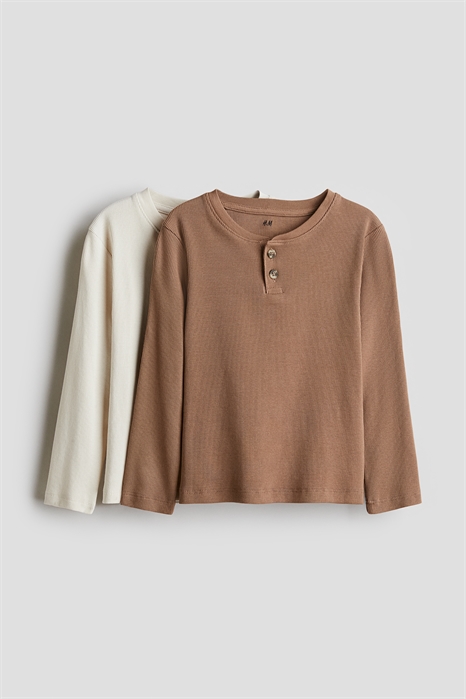 Ребристые топы "Хенли" в количестве 2 штук 1225669011 - Фото 13939585