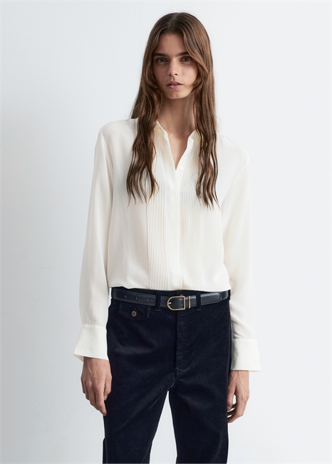 Шелковая рубашка с отделкой пинтаком 1243319001 - Фото 13940856