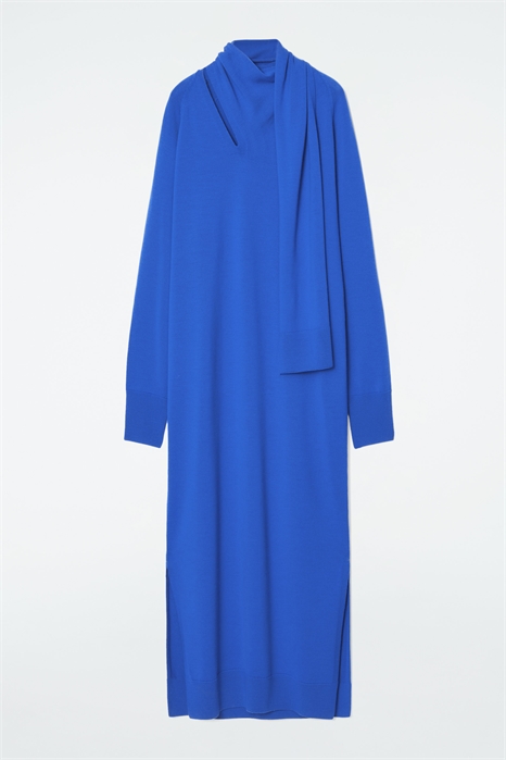 Платье-макси из шерсти с отделкой шарфом 1238446003 - Фото 13940959