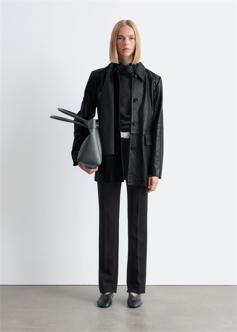 Брюки с зауженными штанинами и складками 1306780001 - Фото 13941481