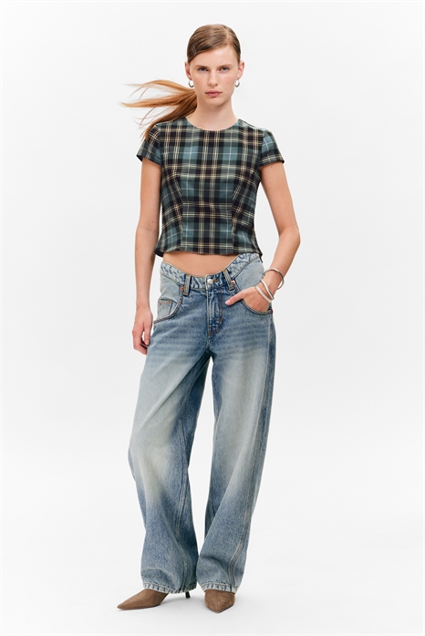 Облегающий топ из саржи с короткими рукавами 1296092001 - Фото 13941799