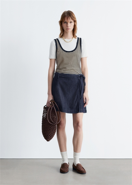 Джинсовая мини-юбка с завязками 1281549001 - Фото 13942114