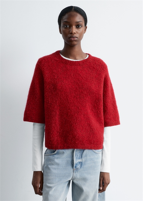 Трикотажный топ из смеси альпаки и мериносовой шерсти 1217076023 - Фото 13942243