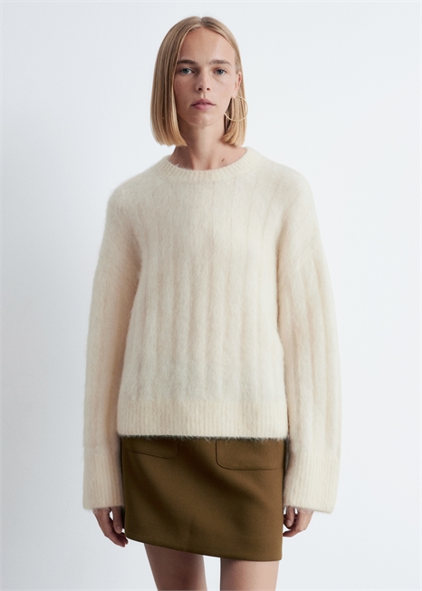 Джемпер с ребристой вязкой из мохера 1286675001 - Фото 13942792