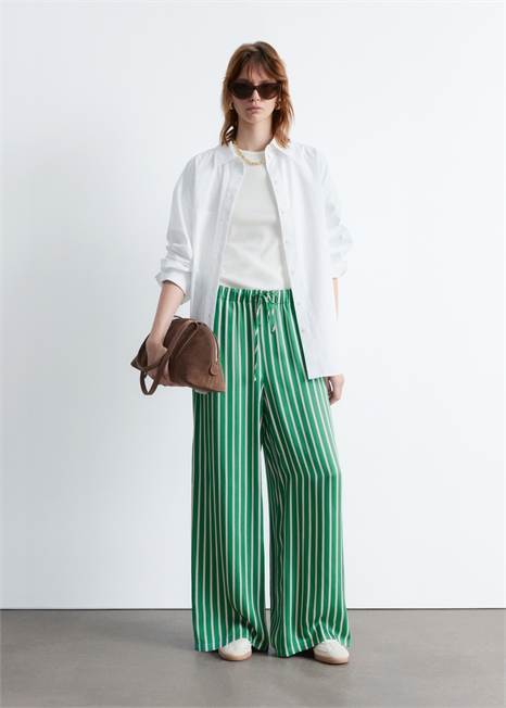 Атласные брюки на завязках 1280301001 - Фото 13943582