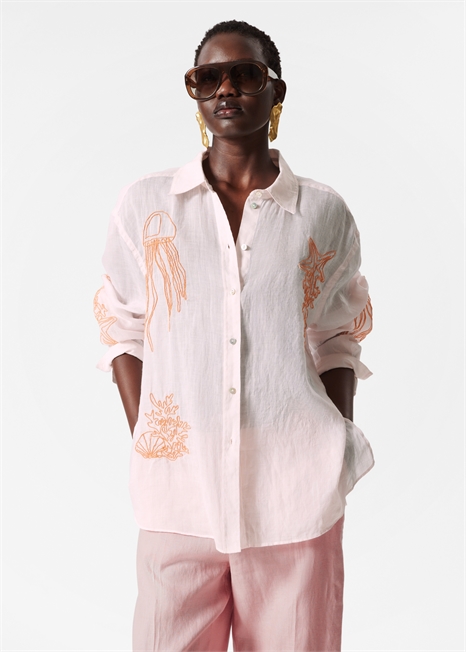 Рубашка Ramie с вышивкой 1272083002 - Фото 13944579