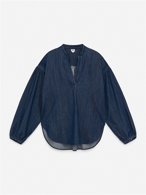 Джинсовая блузка с объемными рукавами 1278386001 - Фото 13944804