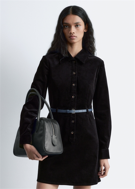 Бархатное мини-платье с поясом 1315175001 - Фото 13944868