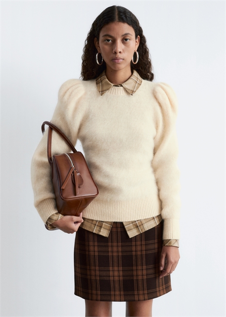 Джемпер с пышными рукавами из мохеровой смеси 1309575004 - Фото 13946133