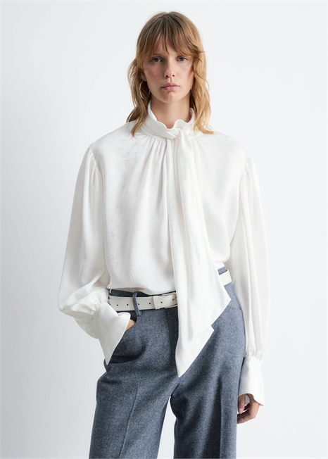 Блузка с воротником-бантом 1316956002 - Фото 13946527