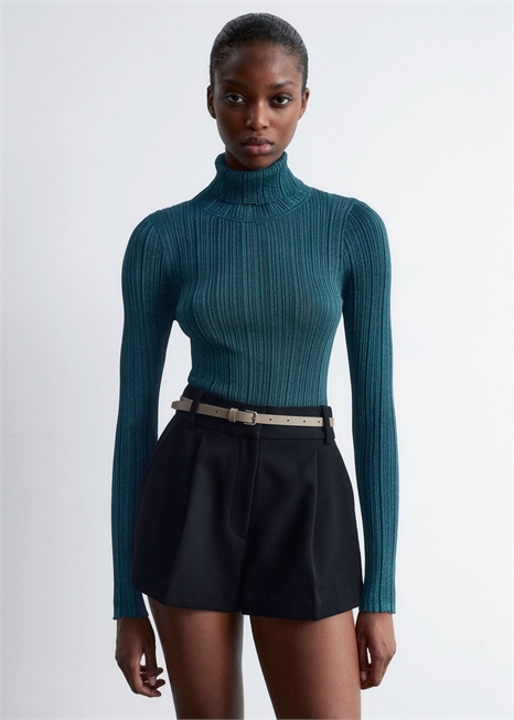 Водолазка из люрекса с ребристой вязкой 1289317001 - Фото 13946626