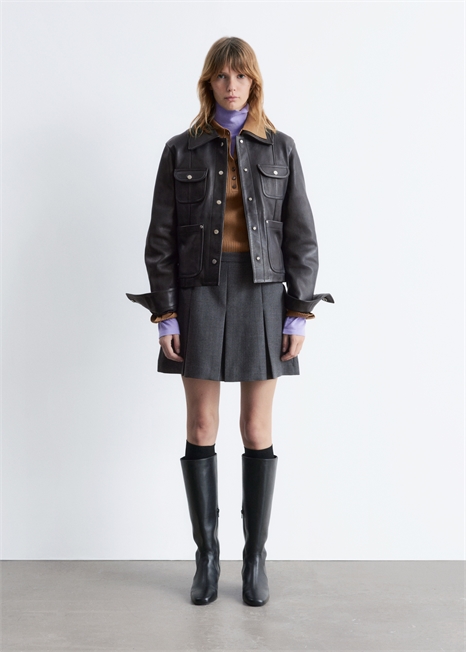 Плиссированная мини-юбка в елочку 1206520003 - Фото 13946982