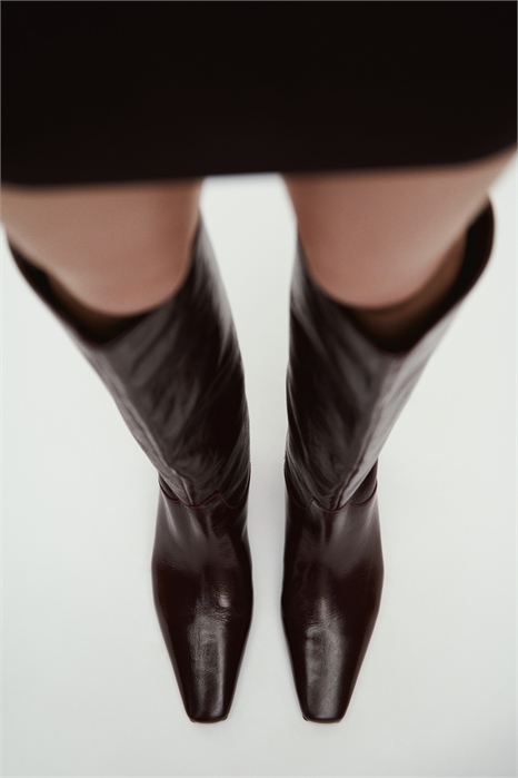 Кожаные сапоги до колена 1296628001 - Фото 13947996