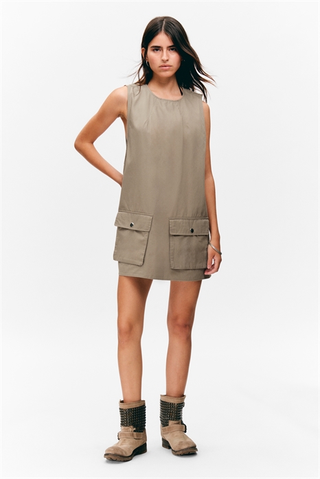 Мини-платье-сарафан из хлопкового холста в стиле Utility 1289895002 - Фото 13949358