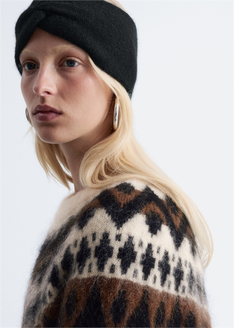 Повязка на голову из кашемира с закрученным узлом 1195081001 - Фото 13950418