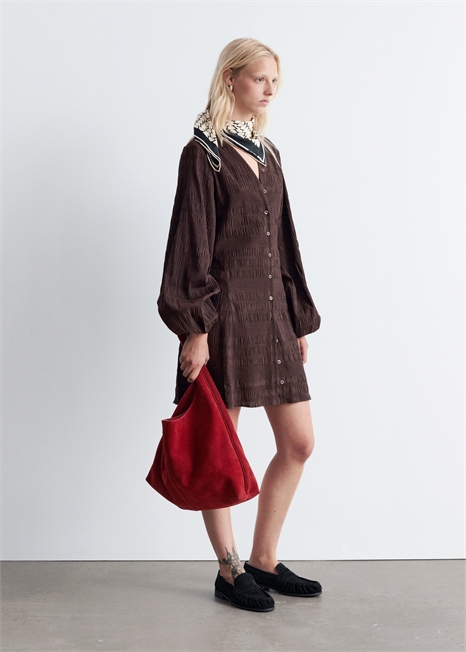 Мини-платье с воздушными рукавами 1292091002 - Фото 13950540