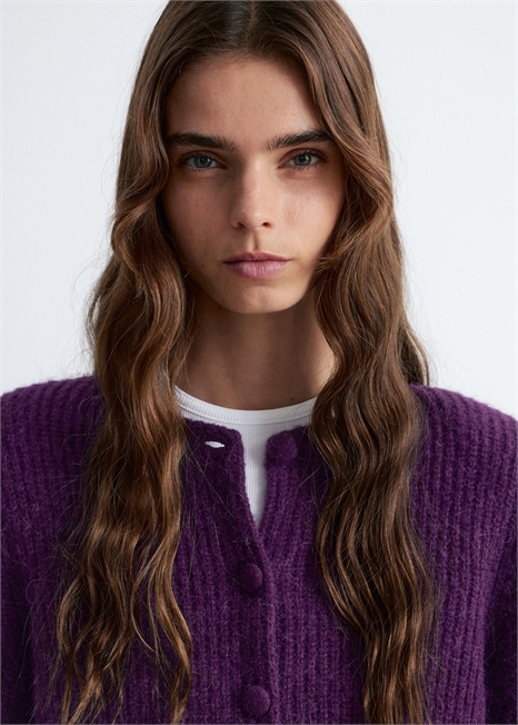 Кардиган с ребристой вязкой 1282230002 - Фото 13950703