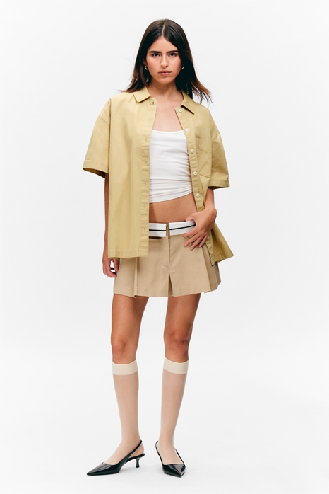 Рубашка оверсайз с короткими рукавами из плотного хлопка 1289735001 - Фото 13950848