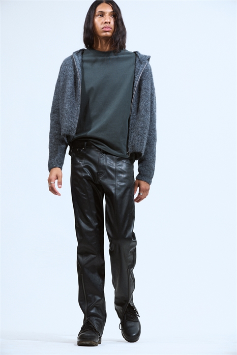 Space Relaxed Faux Leather Zip Hem Trousers 1298067001 - Фото 13951296