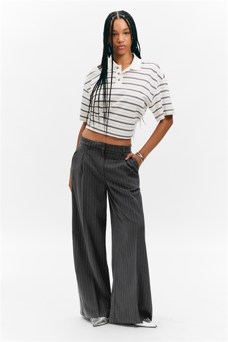 Костюмные брюки с высокой талией и широкими штанинами 1296223006 - Фото 13951408