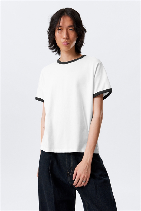 Хлопковая футболка с короткими рукавами с контрастной отделкой 1316825001 - Фото 13952333