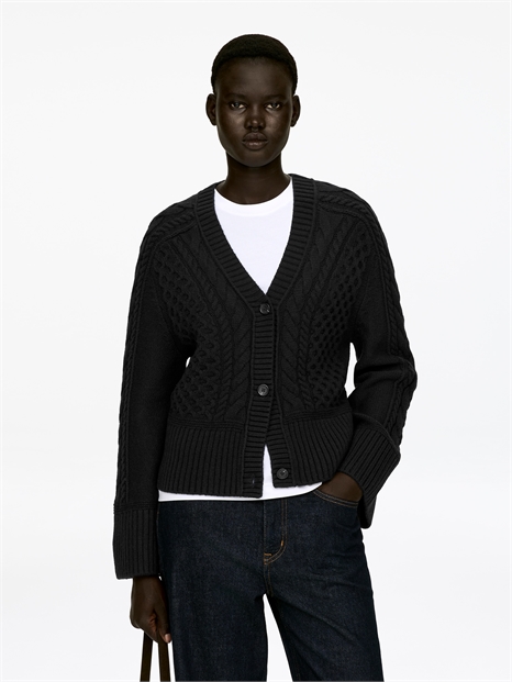 Кардиган из шерсти с вязаным узором 1256992001 - Фото 13952363