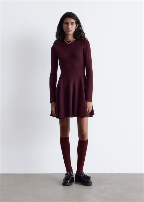 Трикотажное мини-платье в рубчик 1201067004 - Фото 13952495