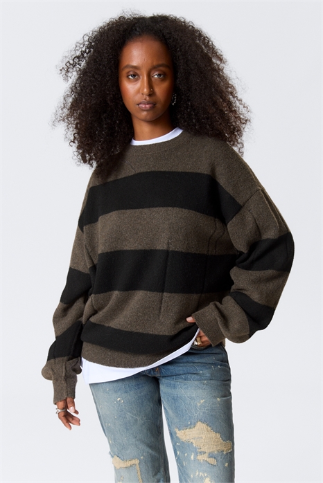 Полосатый вязаный свитер с потертостями 1303837002 - Фото 13953162