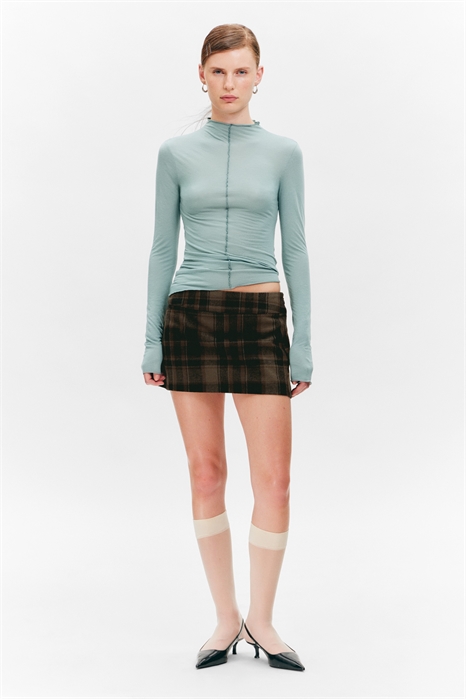 Облегающий топ с длинными рукавами и вырезом под мокасины 1306760001 - Фото 13953167