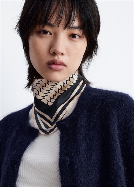 Квадратный шелковый шарф с графическим принтом 1315595001 - Фото 13953644