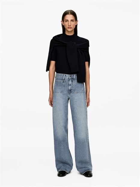 Расклешенные джинсы-стрейч с высоким поясом LUPINE 1167140014 - Фото 13953698