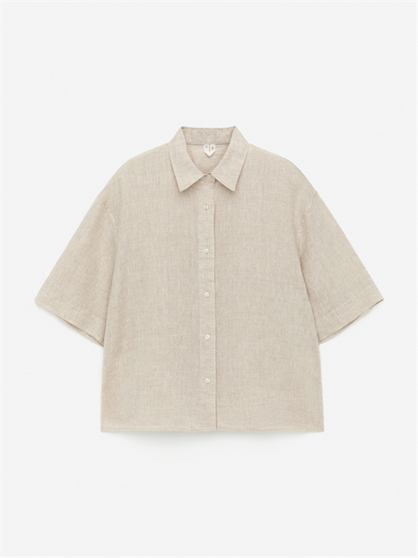 Расслабленная льняная рубашка 1262613001 - Фото 13954240