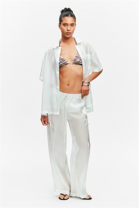 Рубашка с коротким рукавом оверсайз из органзы 1299245001 - Фото 13954280