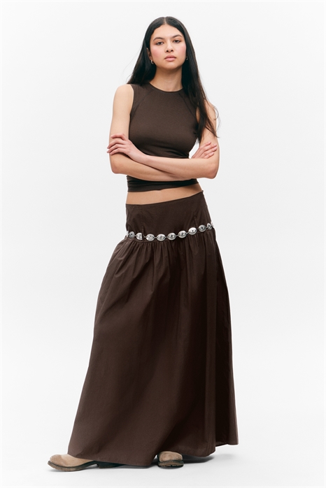 Юбка макси из хлопкового поплина с начесом 1294231002 - Фото 13954969