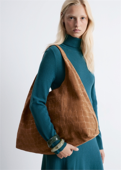 Большая замшевая сумка Croco Tote Bag 1302918001 - Фото 13955012