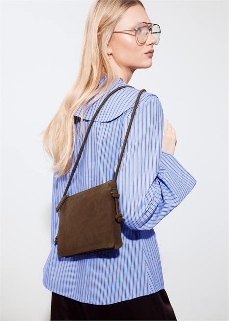 Маленькая кожаная сумка кроссбоди 1298000002 - Фото 13955358