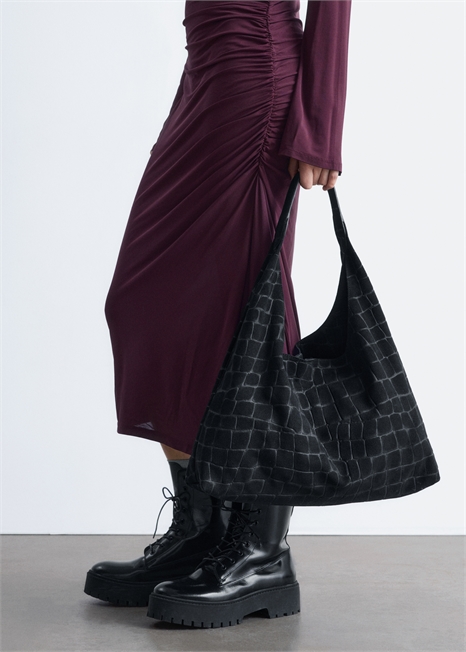 Замшевая сумка Croco Tote Bag 1300657001 - Фото 13955369