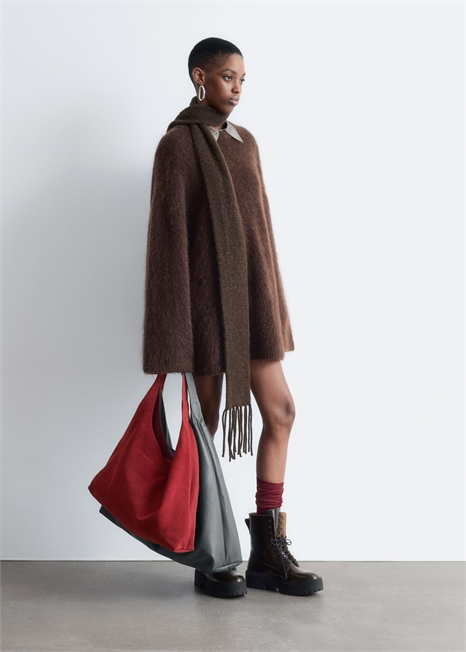 Тонкий шарф с бахромой из смеси альпаки 1289272003 - Фото 13955838