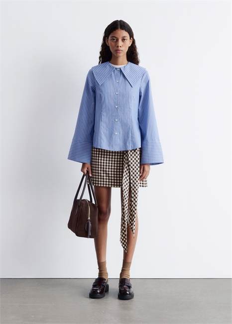 Рубашка в полоску с объемным воротником 1283461001 - Фото 13958914