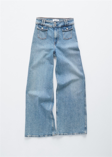 Расклешенные джинсы с прессованными складками 1265583001 - Фото 13960646