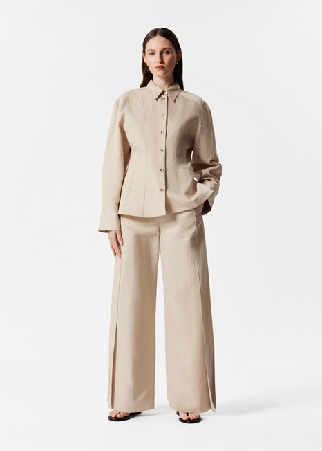 Брюки с широкими штанинами и боковыми разрезами 1284606001 - Фото 13961043