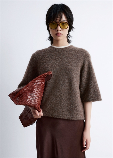 Трикотажный топ из смеси альпаки и мериносовой шерсти 1217076010 - Фото 13961178