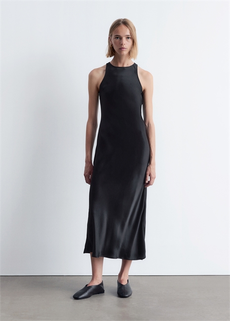 Атласное платье миди без рукавов 1257049001 - Фото 13961221