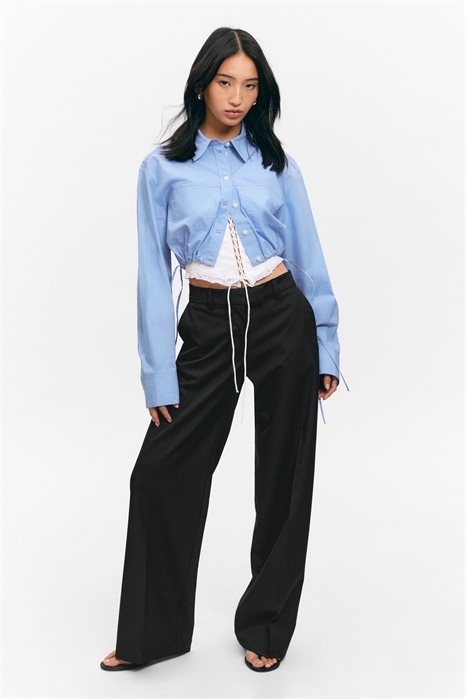 Плиссированные костюмные брюки с низкой талией 1266289002 - Фото 13961378