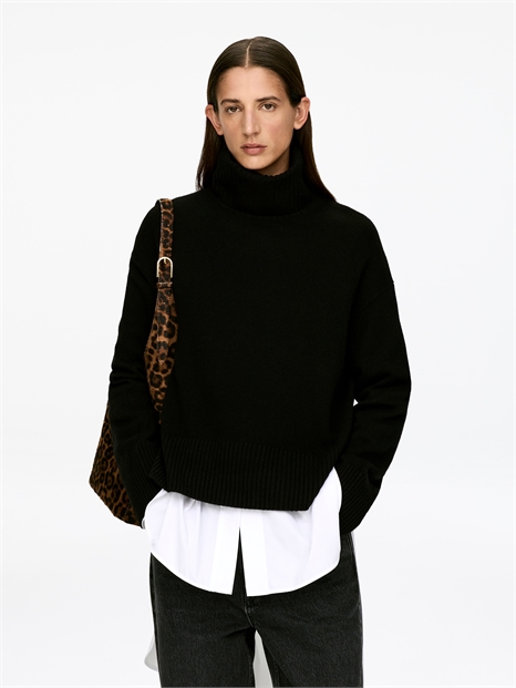 Джемпер с рулонным вырезом из кашемира и шерсти 1197725001 - Фото 13961731